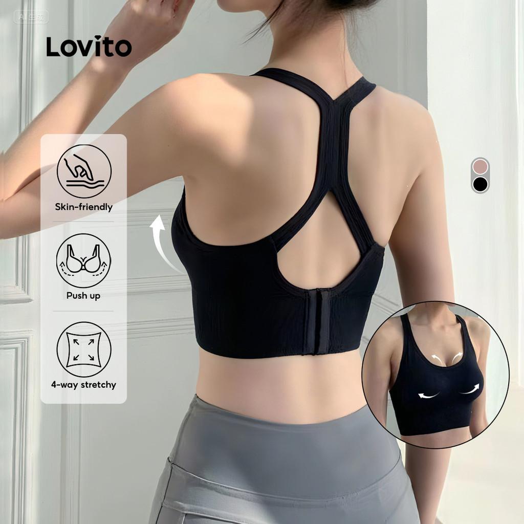 Lovito Sutiã Esportivo Push-up Reduz O Movimento Com Alças Ajustáveis Sutiã Esportivo