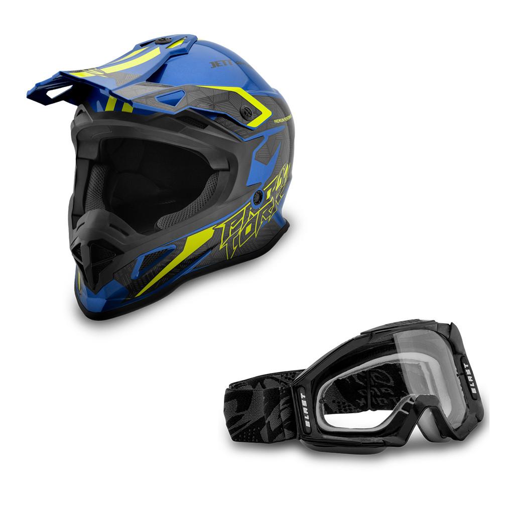 Kit Capacete Motocross PRO Tork Fast Brave + Óculos Blast Nf