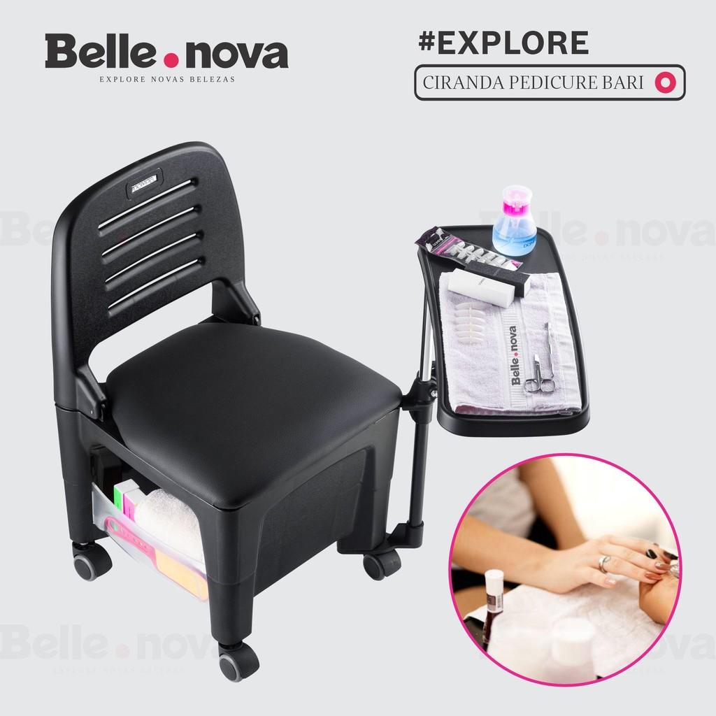 Cadeira Cirandinha Para Manicure Dompel Bari Com Mesa E Gaveta Profissional Ideal Para Salão De Beleza E Pedicure