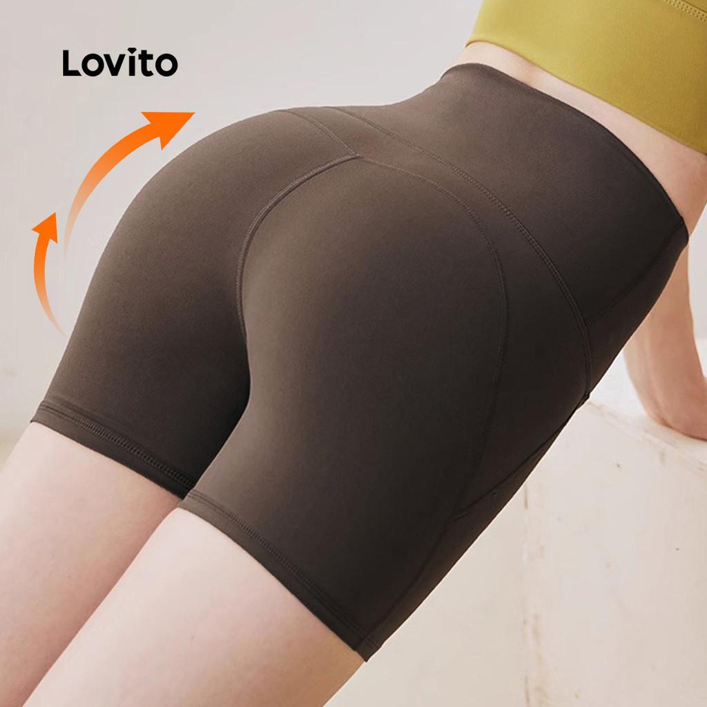 Lovito Casual Shorts Esportivos Cintura Alta Controle Barriga Elevação Bumbum Yoga Pickleball Tênis Mulheres