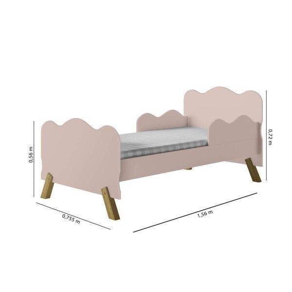 Mini Cama Infantil Com Proteção Lateral Rosa