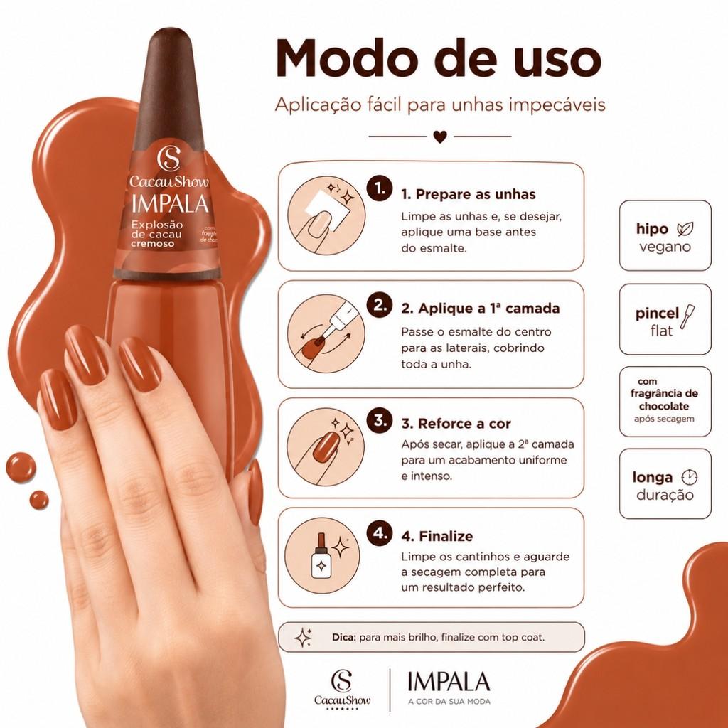 Esmalte Impala Coleção Cacau Show Coral Explosão Cremoso