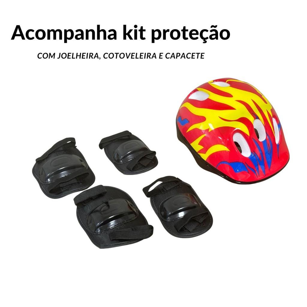 Skate Infantil 42 Polegadas Shape Radical 79cm Com Kit Completo De Proteção Segurança