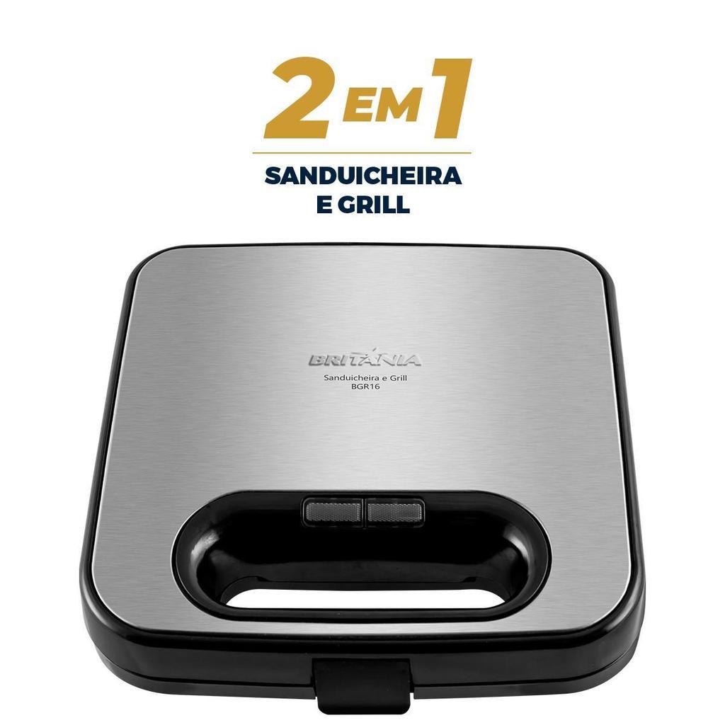 Sanduicheira E Grill Britânia Bgr16 2 Em 1 Redstone 750W
