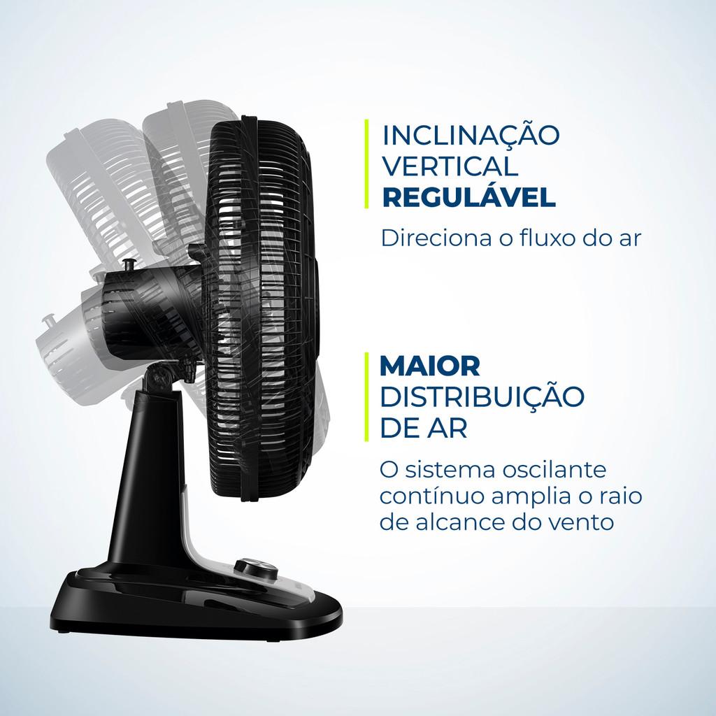 Ventilador Mesa Turbo 40cm Preto 8 Pás Aerodinâmicas Super Silencioso Regulável Oscilante Mondial