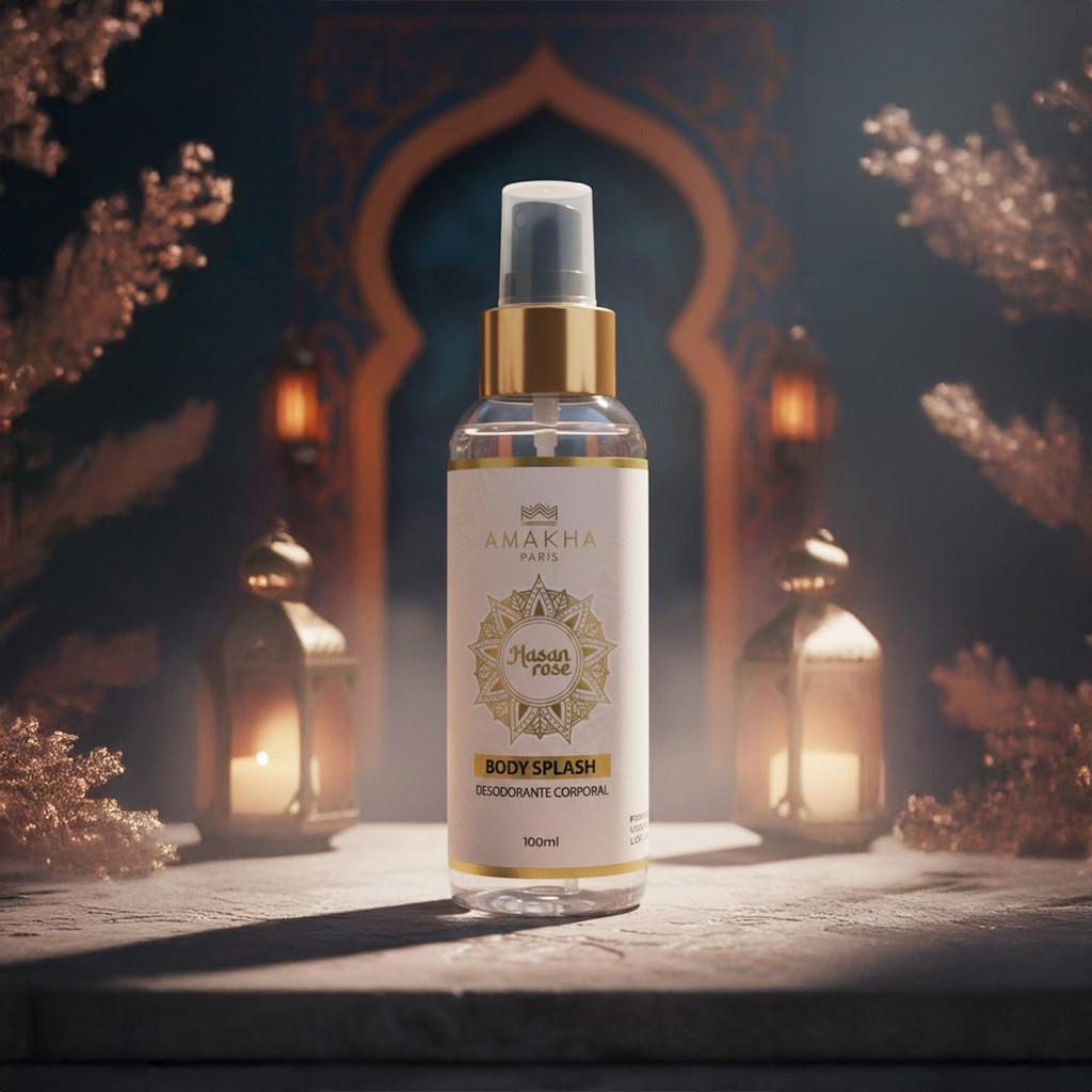 Body Splash Feminino Hasan Rose 100ml - Linha Árabe Amakha Paris