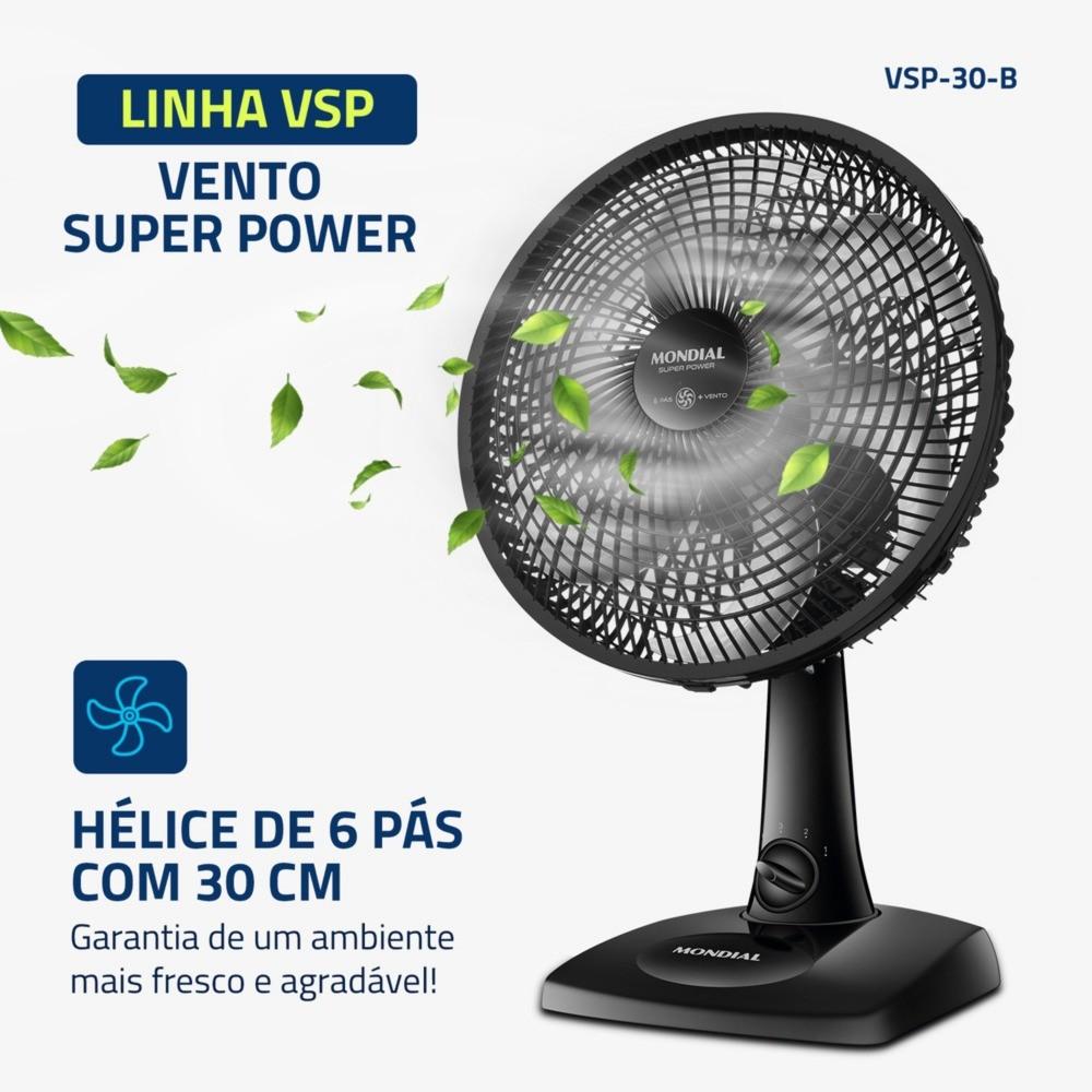 Kit 2 Ventiladores De Mesa 30 Cm 6 Pás Com 3 Velocidades Vsp-30-b Mondial
