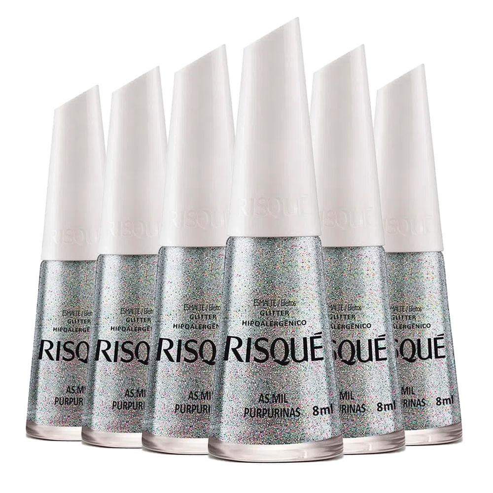 Kit Esmalte Risqué Glitter As Mil Purpurinas 8ml - 6 Unidades
