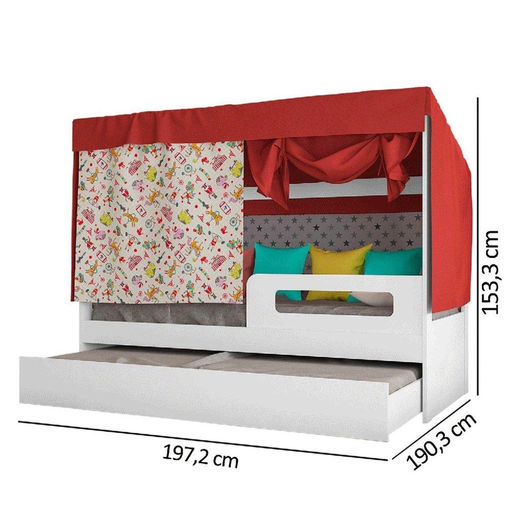 Cama Infantil Circus Tenda Com Cama Auxiliar Branco