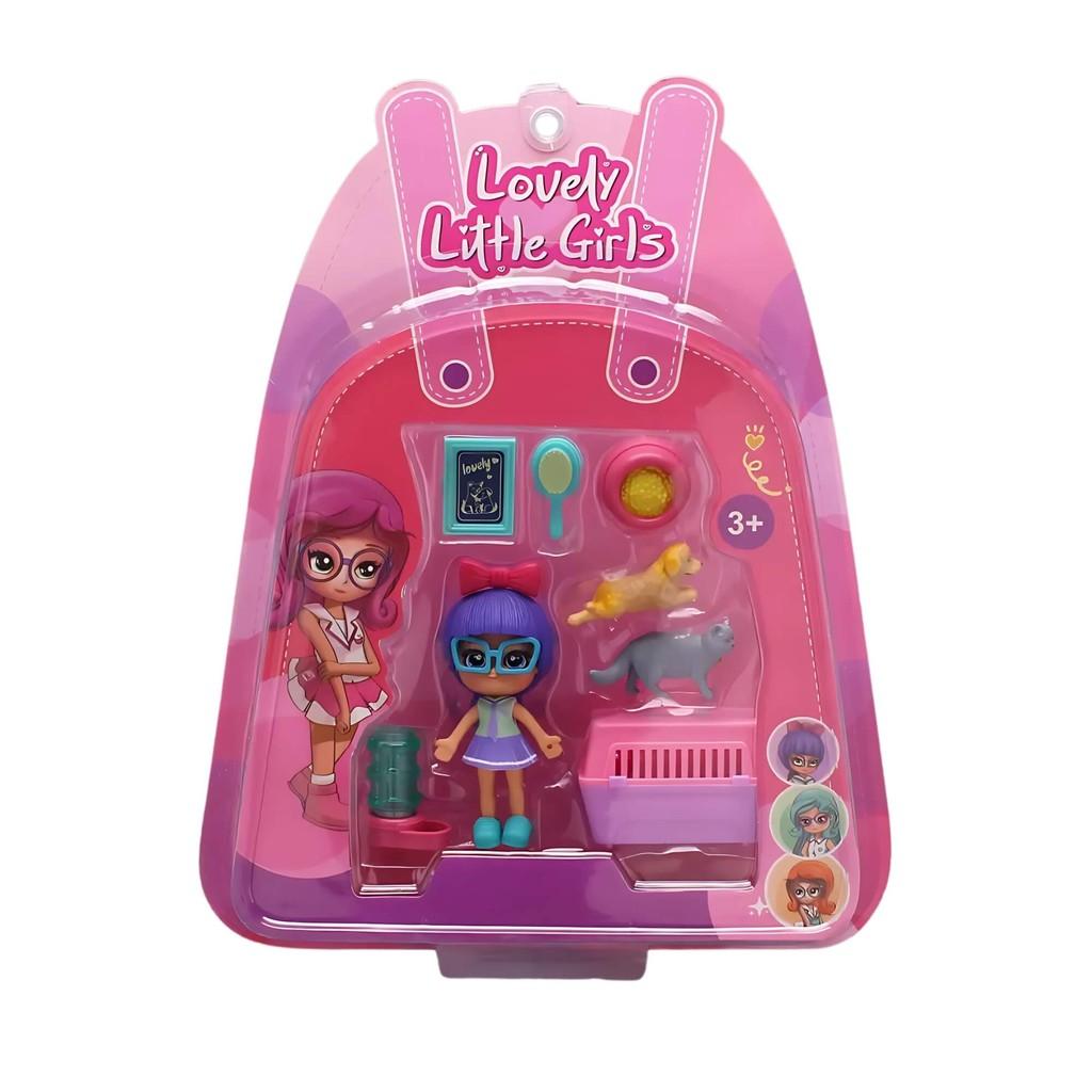 2x Bonecas Lovely Little Girls Super Pet Shop Sortidas Multikids Brinquedo Infantil Criança Presente