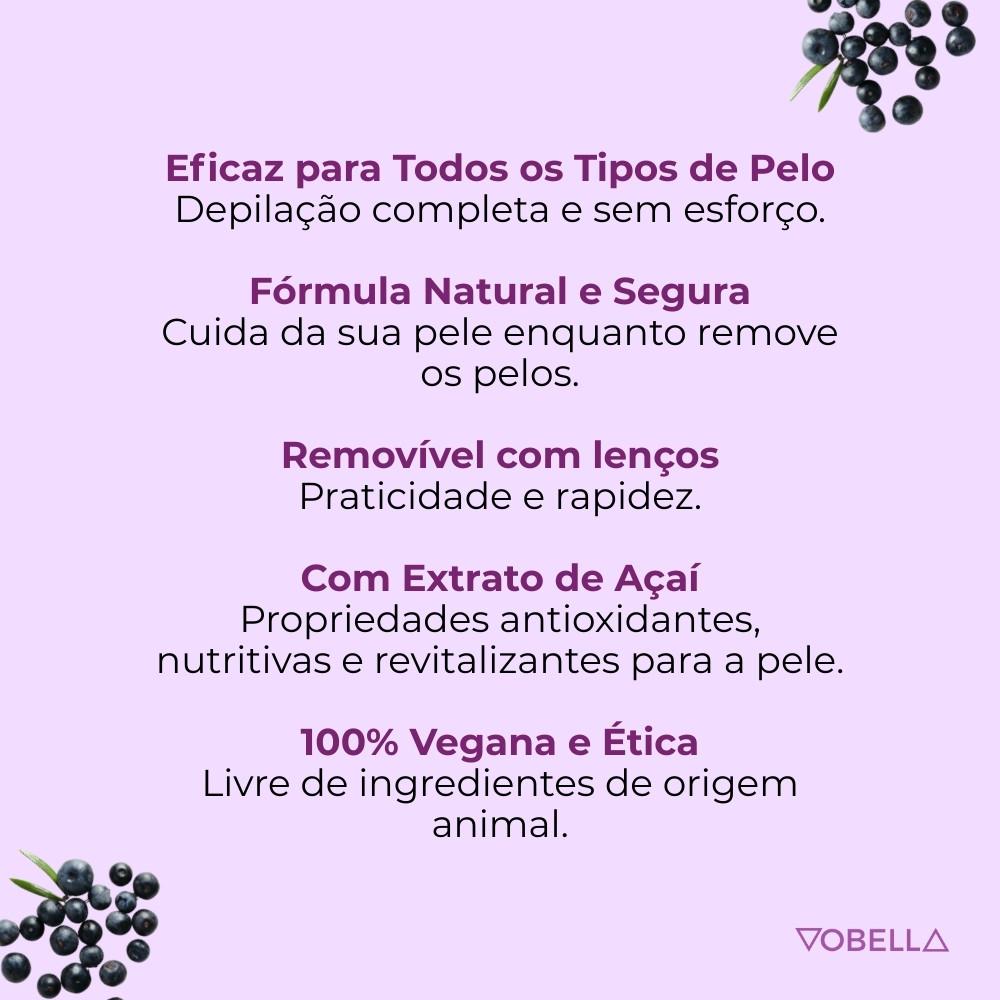 Cera Depilação Hidrossolúvel Açaí Vegana Depil Bella 1.3kg