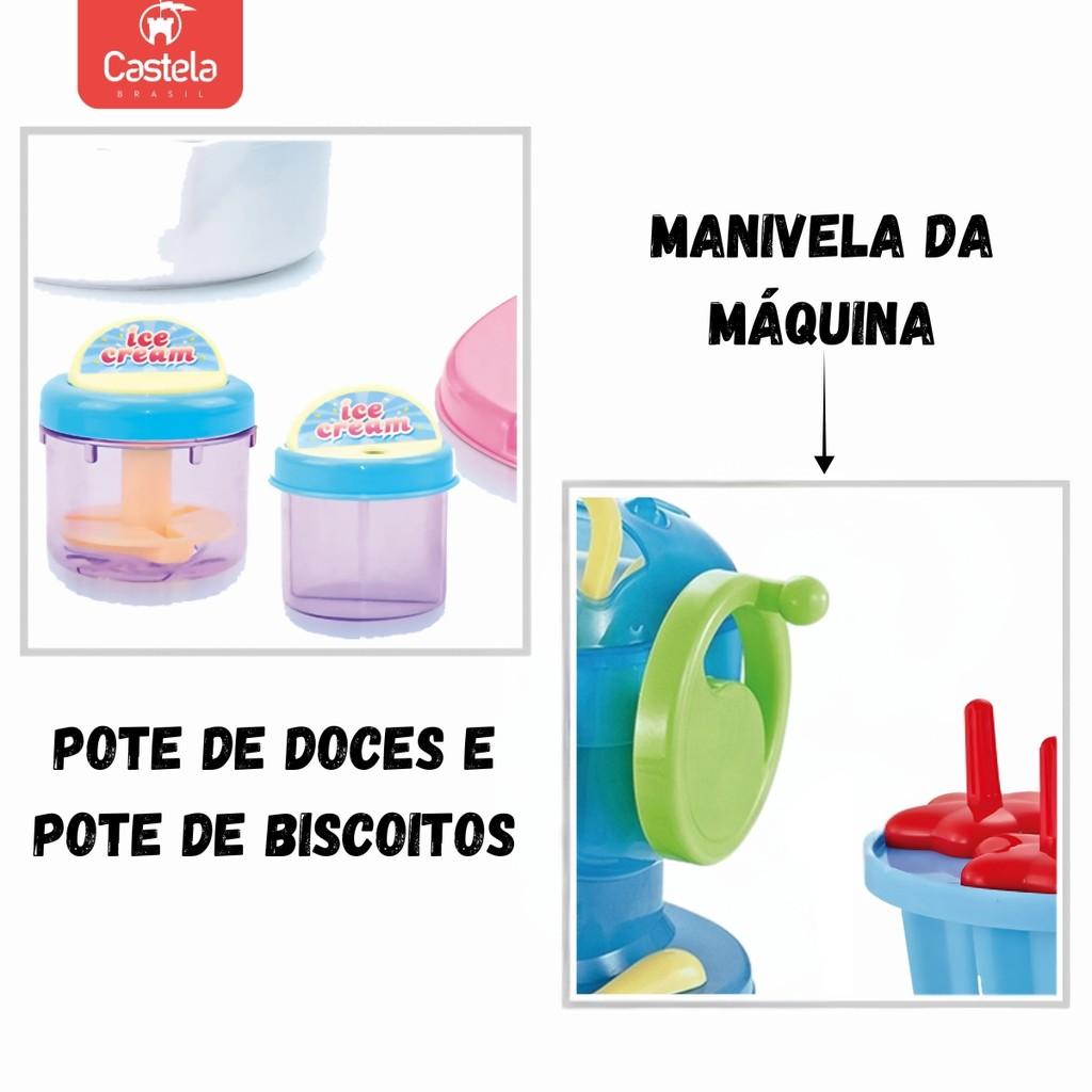 Máquina De Fazer Sorvete Azul Gelateria Fabrica Brinquedo C/Forma De Picolé - Castela
