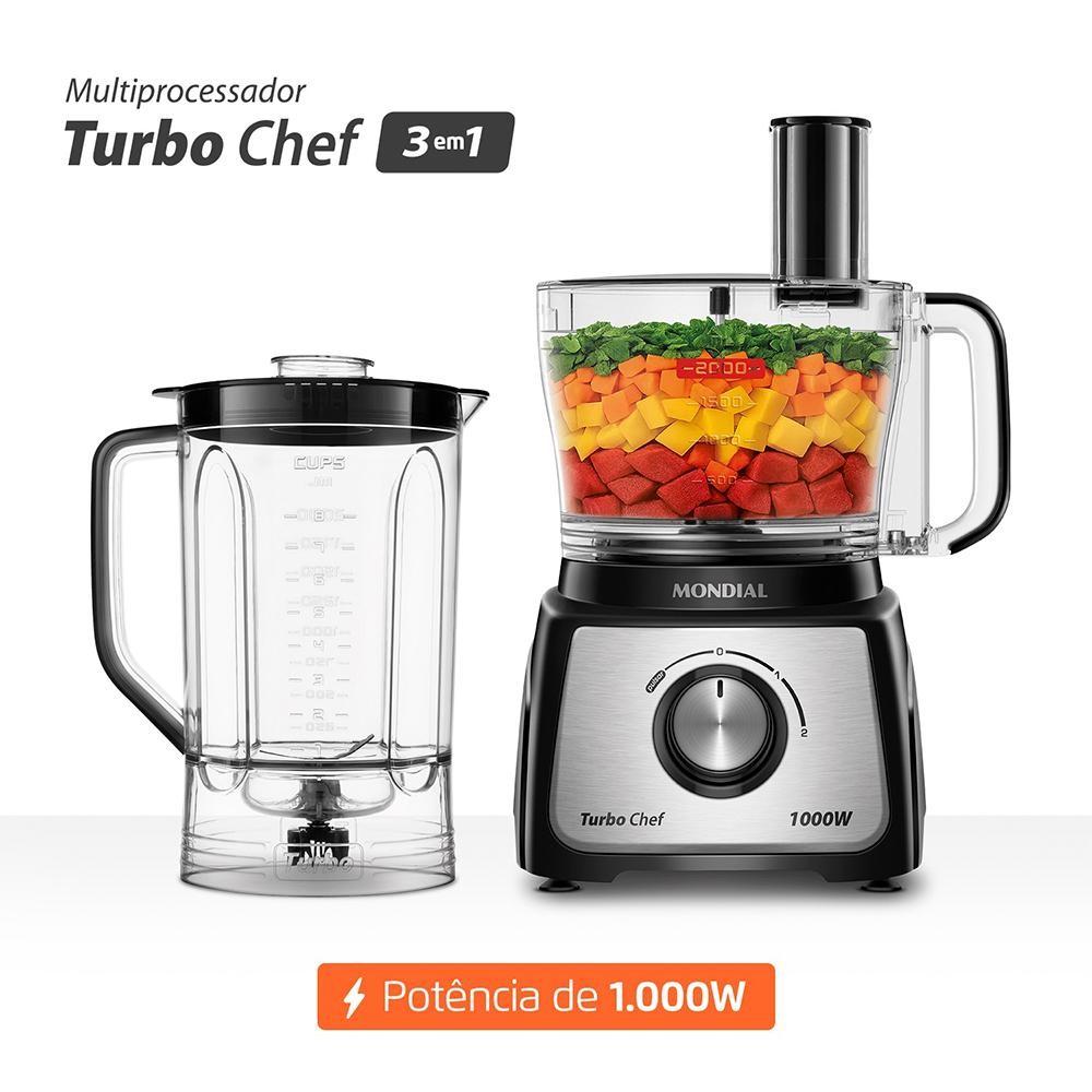 Multiprocessador Turbo Chef 3 Em 1 Mondial Preto 1000w- Mpn-02-be