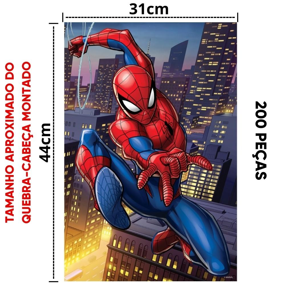Quebra Cabeça Spider Man 200 Peças Toyster Puzzle Homem Aranha Filme Super Herói Marvel Comic Spidey
