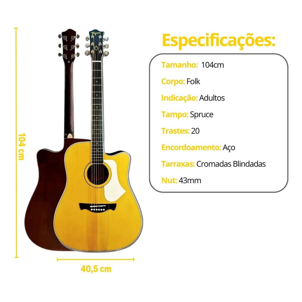 Kit Violão Tagima Andes Cutway Elétrico Aço + Acessórios