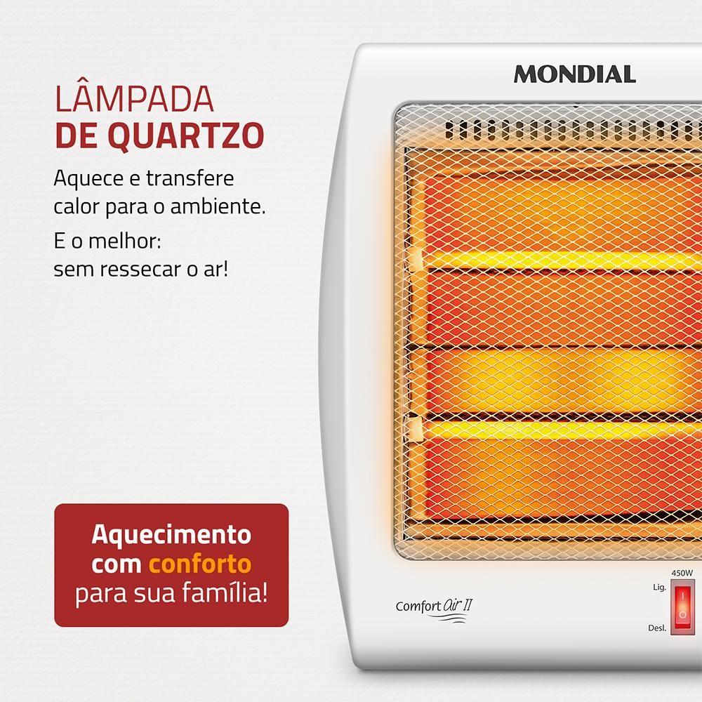 Aquecedor Quartzo Comfort Air Ii Mondial Branco E Cinza 900W A-15