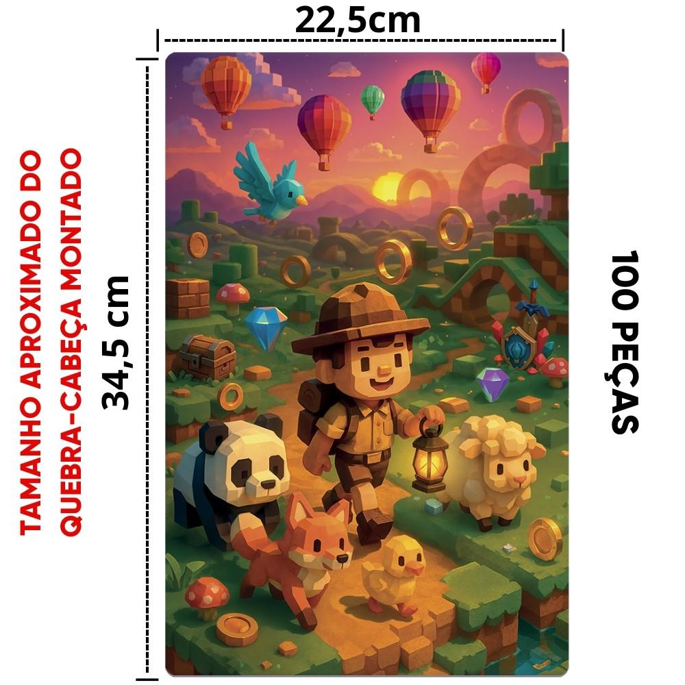 Quebra Cabeça Metalizado Mundo Games 100 Peças Toyster Puzzle Floresta Jogo Animais Bichos Criança