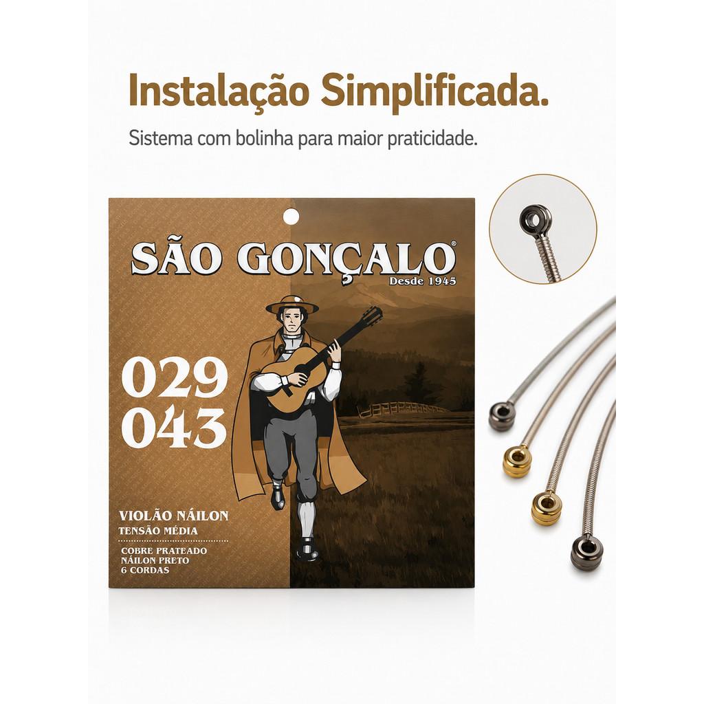 Corda De Violão Nylon Preto Tensão Média Com Bolinha