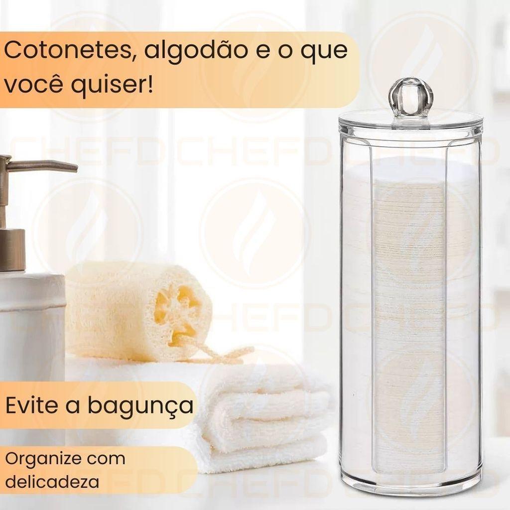 Kit Porta-cotonetes E Algodão Com 3 Peças - Organização Essencial Para Seu Espaço De Higiene Pessoal Chef D