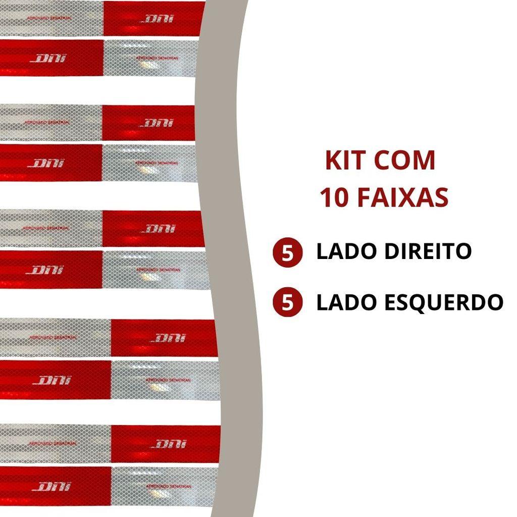 Kit 10 Faixa Refletiva Lateral Traseira 5x30cm 5 Esquerda E 5 Direita Caminhão Carreta