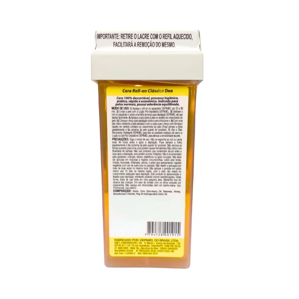 Kit 3 Ceras Roll-on Refil Depilatória Clássica Mel Depimiel