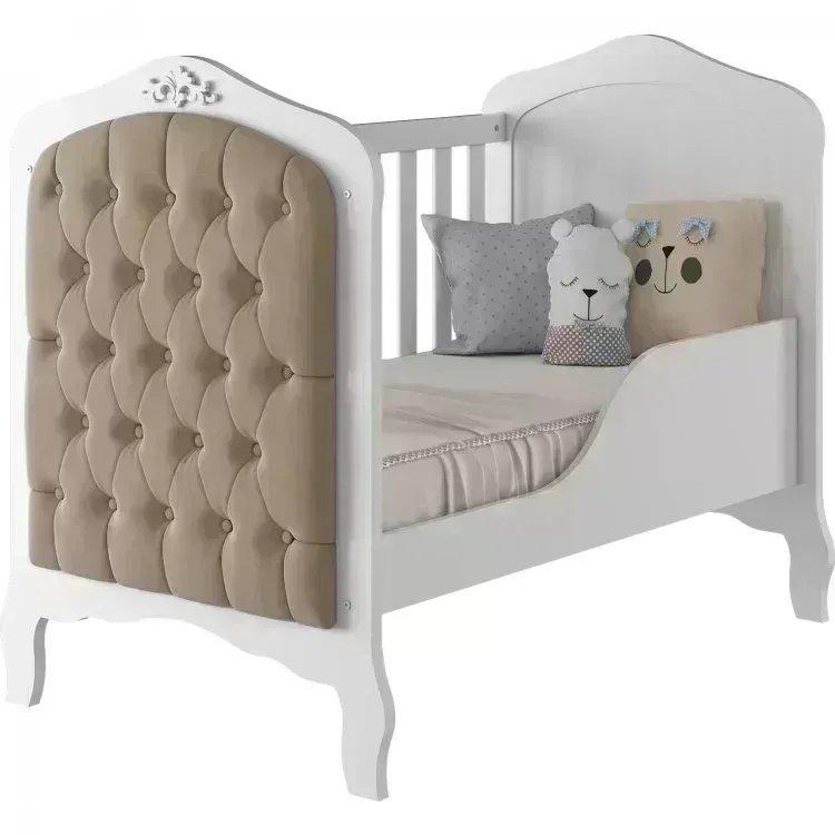 Berço Mini Cama Com Capitonê Alegria Espresso Móveis Branco