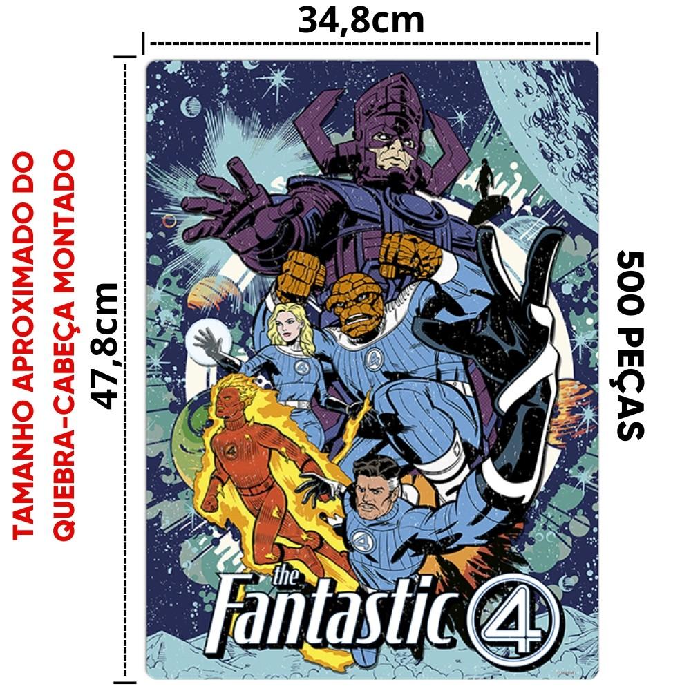 Quebra Cabeça Quarteto Fantástico 500 Peças Toyster Filmes Super Herói Marvel Comics The Fantastic 4