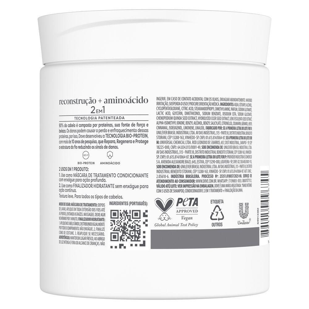 Máscara Capilar Dove 2 Em 1 Reconstrução + Aminoácido 500g