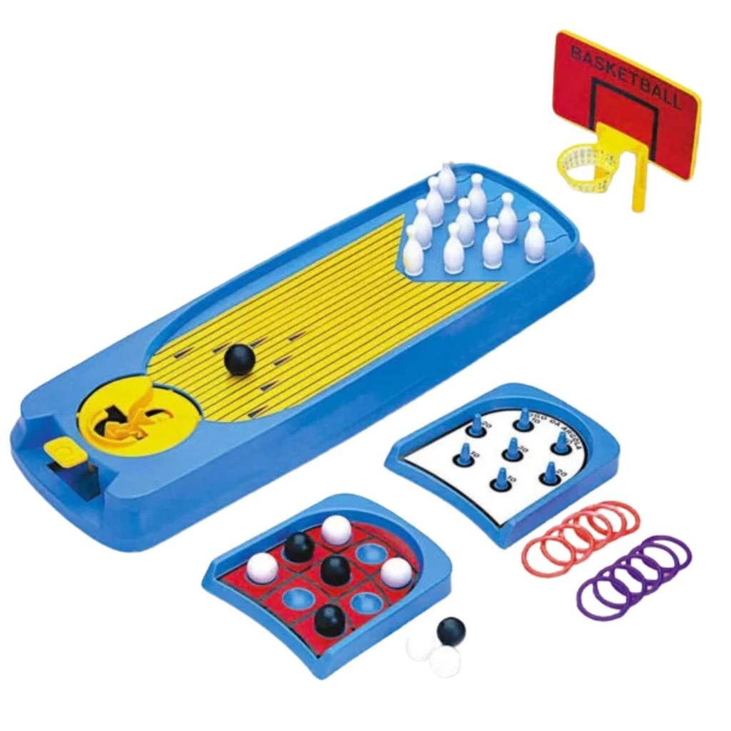 Brinquedo Infantil 4 Em 1 Game Mesa De Jogos Argola Basquete Boliche Braskit 210A