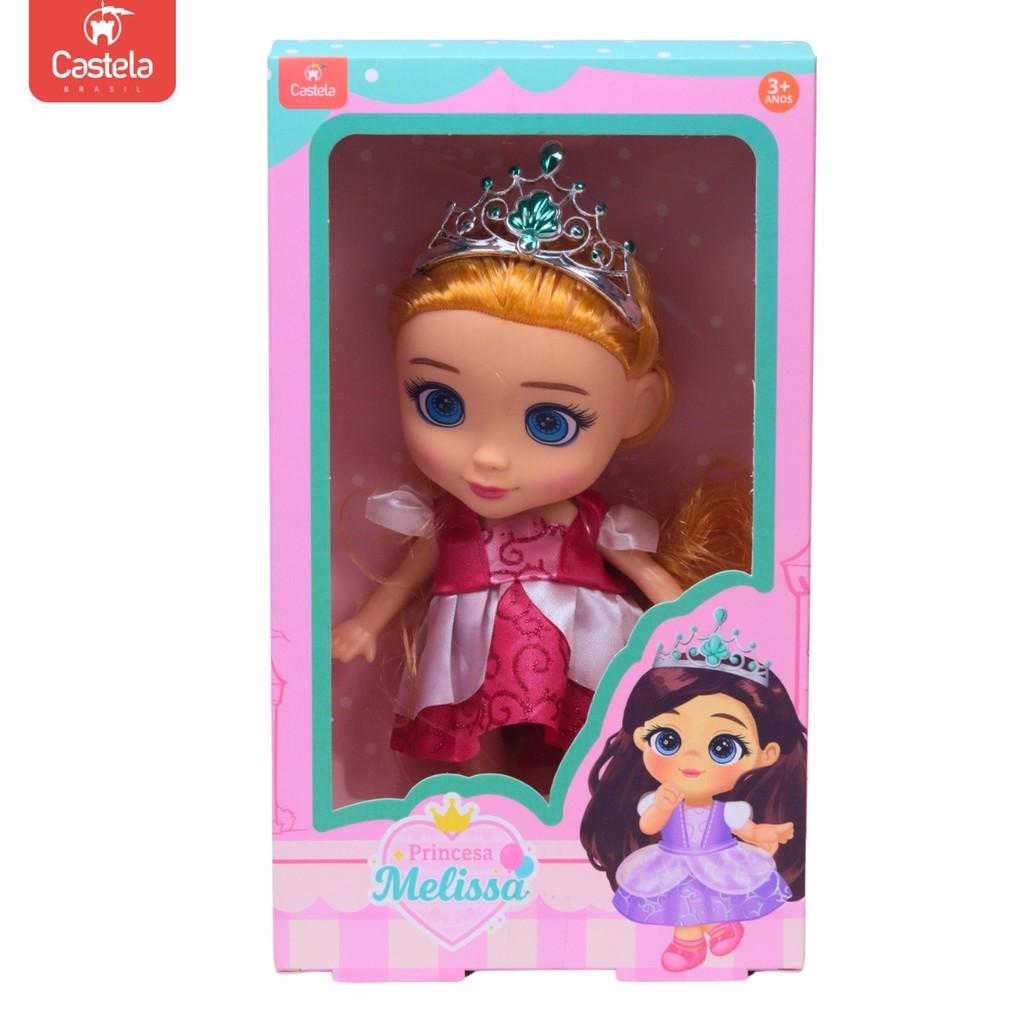 Boneca Articulada Princesa Melissa 21cm Vestido Rosa - Castela