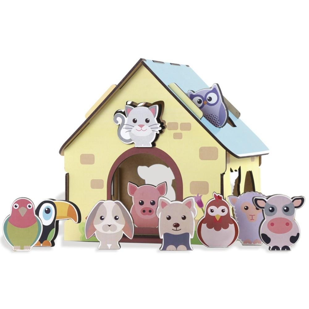 Jogo Passa Figuras Animais Da Fazenda Madeira Babebi Brinquedo Mdf Educativo Infantil Animal Casinha