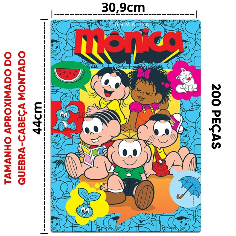 Quebra Cabeça Turma Da Mônica 200 Peças Toyster Desenho Magali Cebolinha Cascão Milena Coelho Sansão