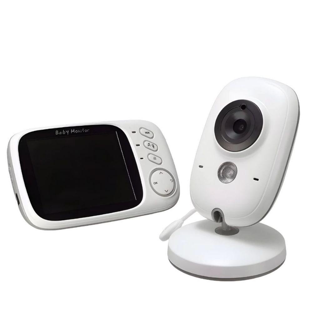 Kit 2 Babá Eletrônica Branca Com Monitor Visão Noturna E Audio Sensor De Temperatura