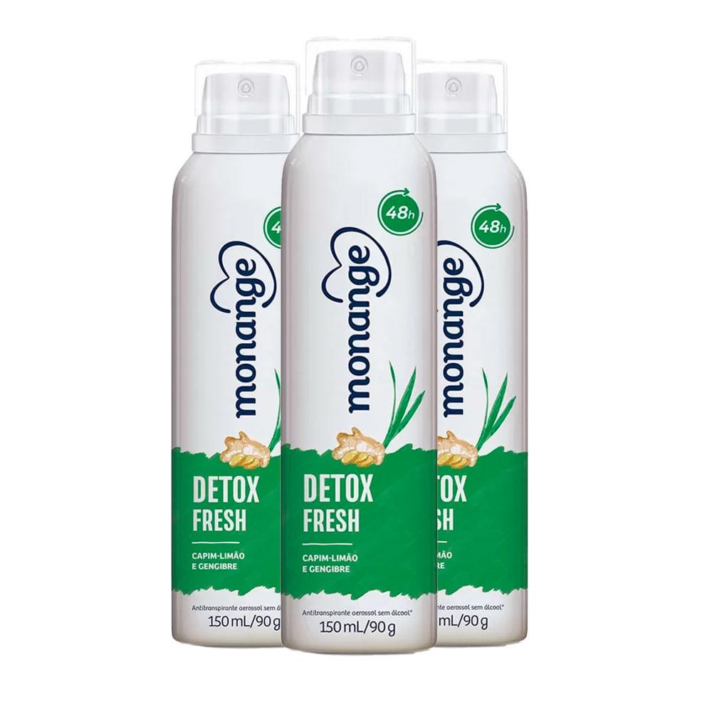 Kit Desodorante Aerosol Monange Detox - 90g - 3 Unidades
