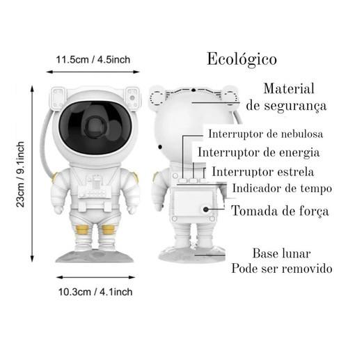 Luminária Astronauta Projetor De Luz Galáxia Nebulosa Estrelas Noturna Cor Da Estrutura Voltagem