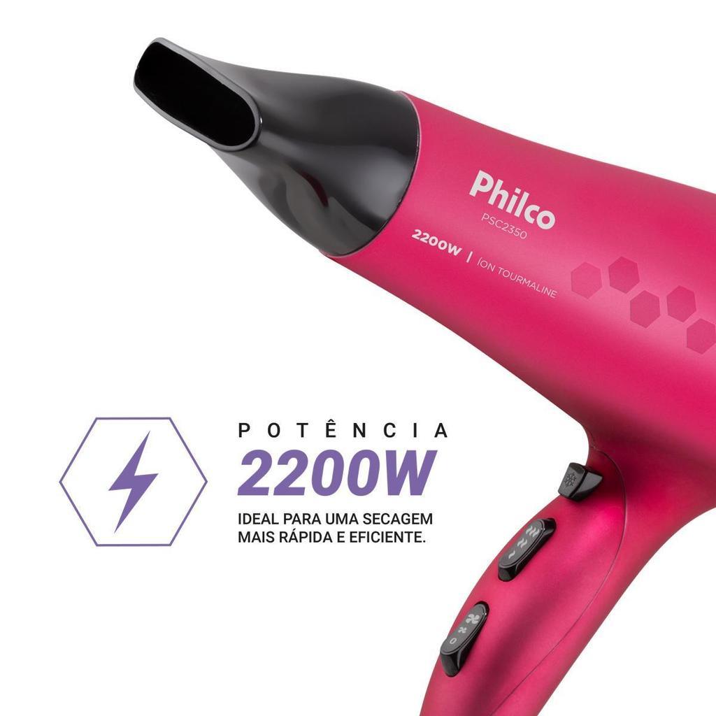 Secador De Cabelos Philco Íons Tourmaline 2200w Bivolt