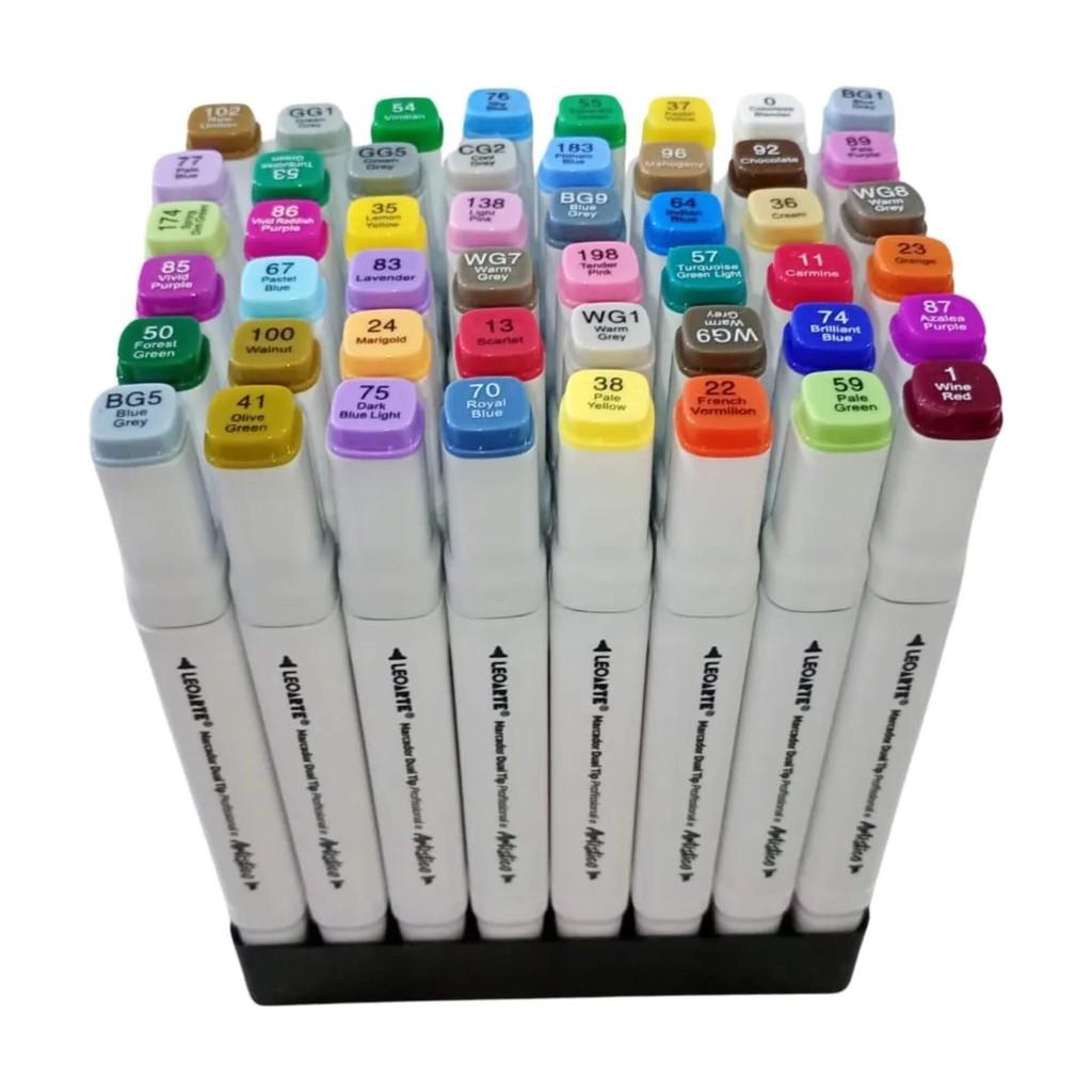 Marcador Dual Tip Profissional 48 Cores C/Estojo De Tecido Leoarte Leo Leonora