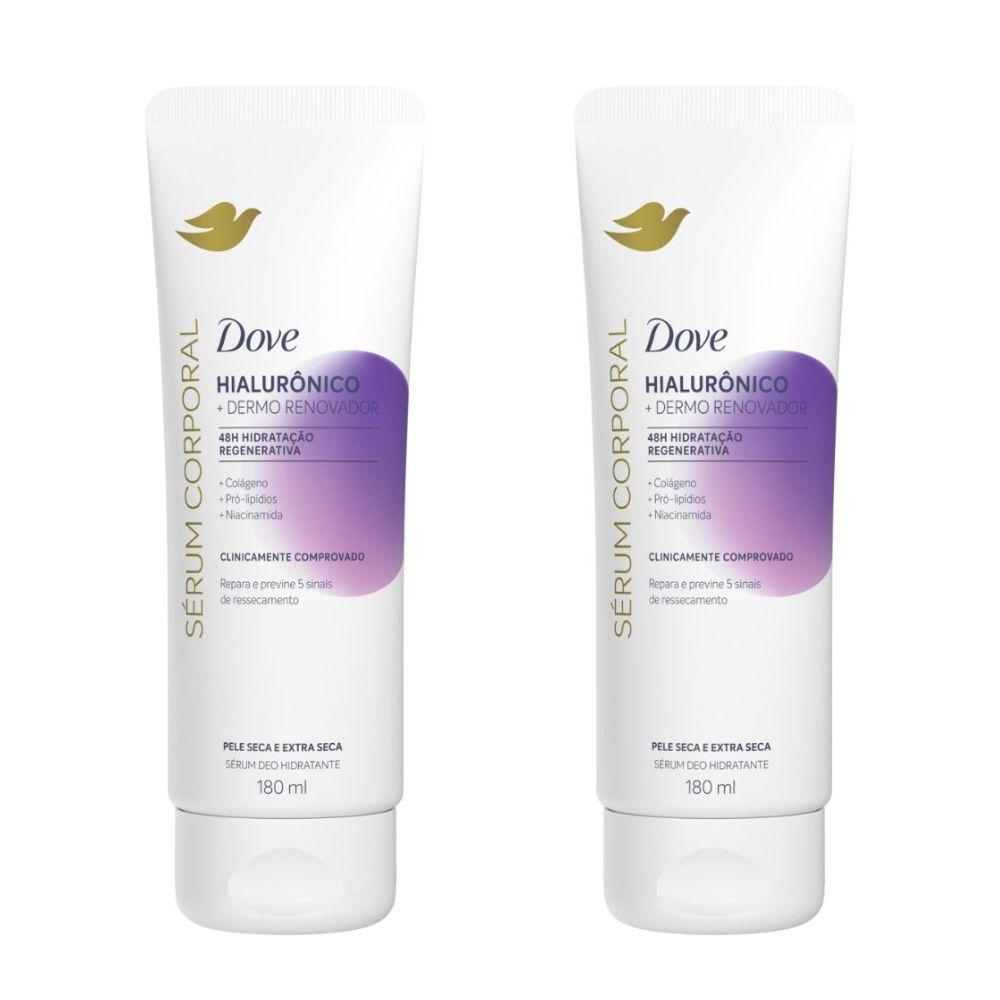 Kit 2 Dove Sérum Hidratante Corporal Hialurônico Dermo Renovador Pele Seca E Extra Seca 180ml