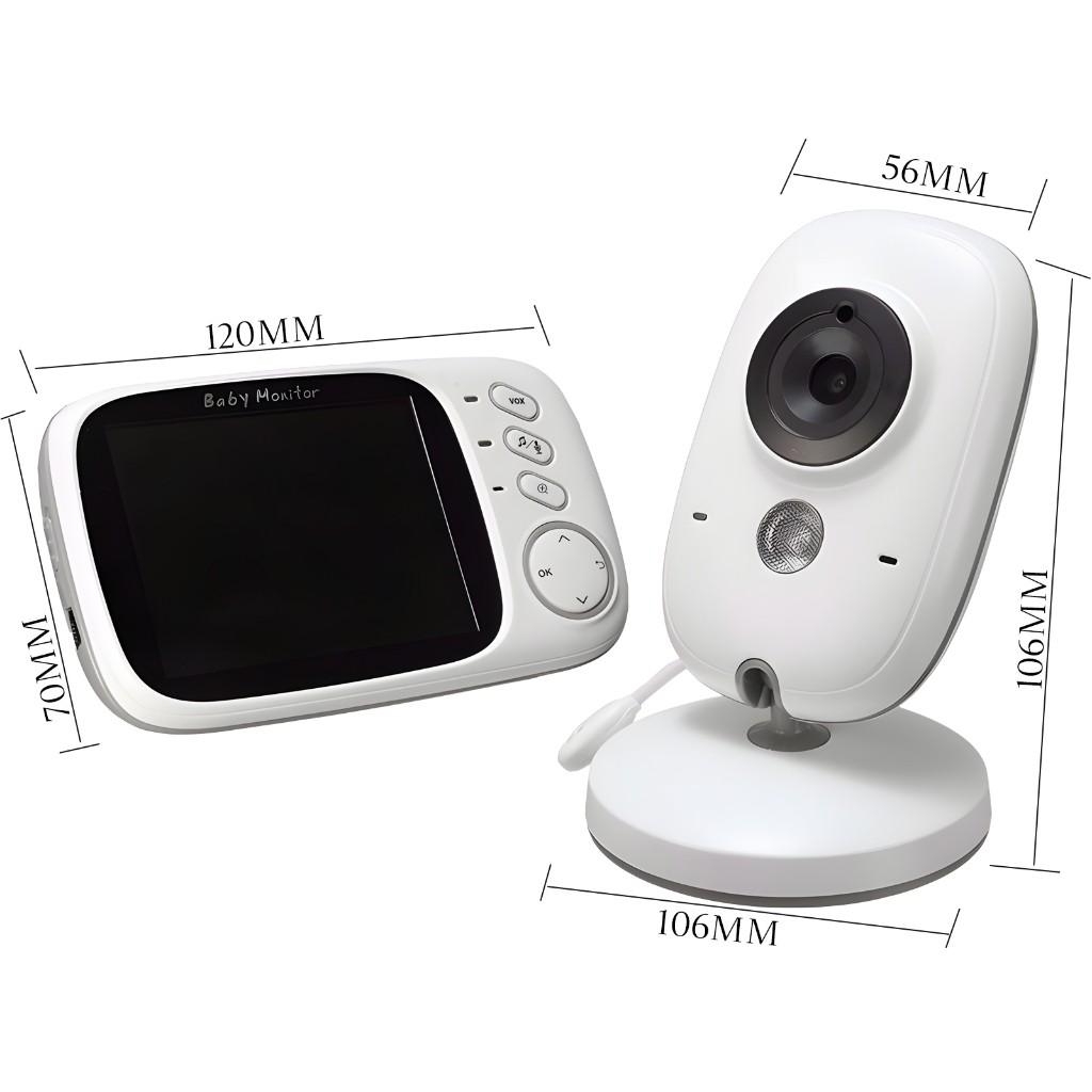 Babá Eletrônica Branca Com Monitor Visão Noturna E Audio Sensor De Temperatura
