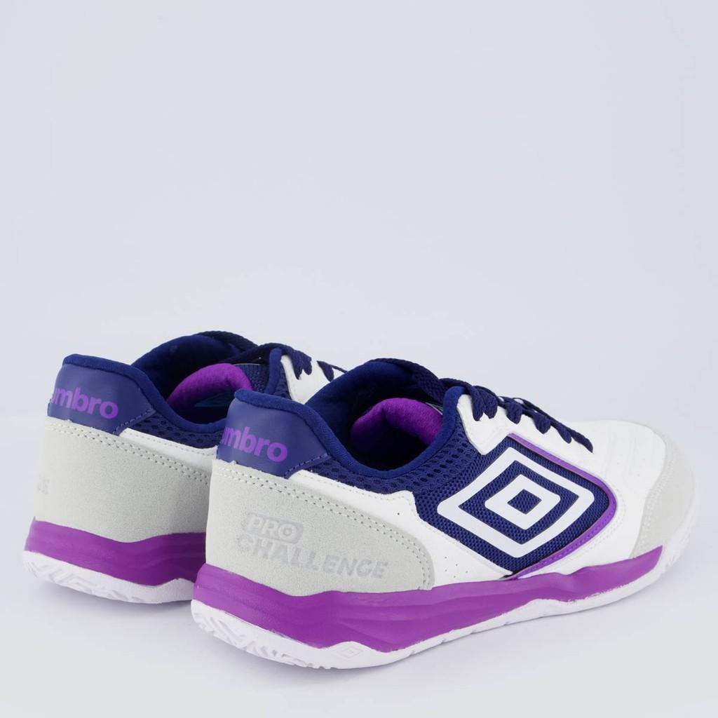Chuteira Umbro PRO Challenge Uptake Futsal Branca Marinho