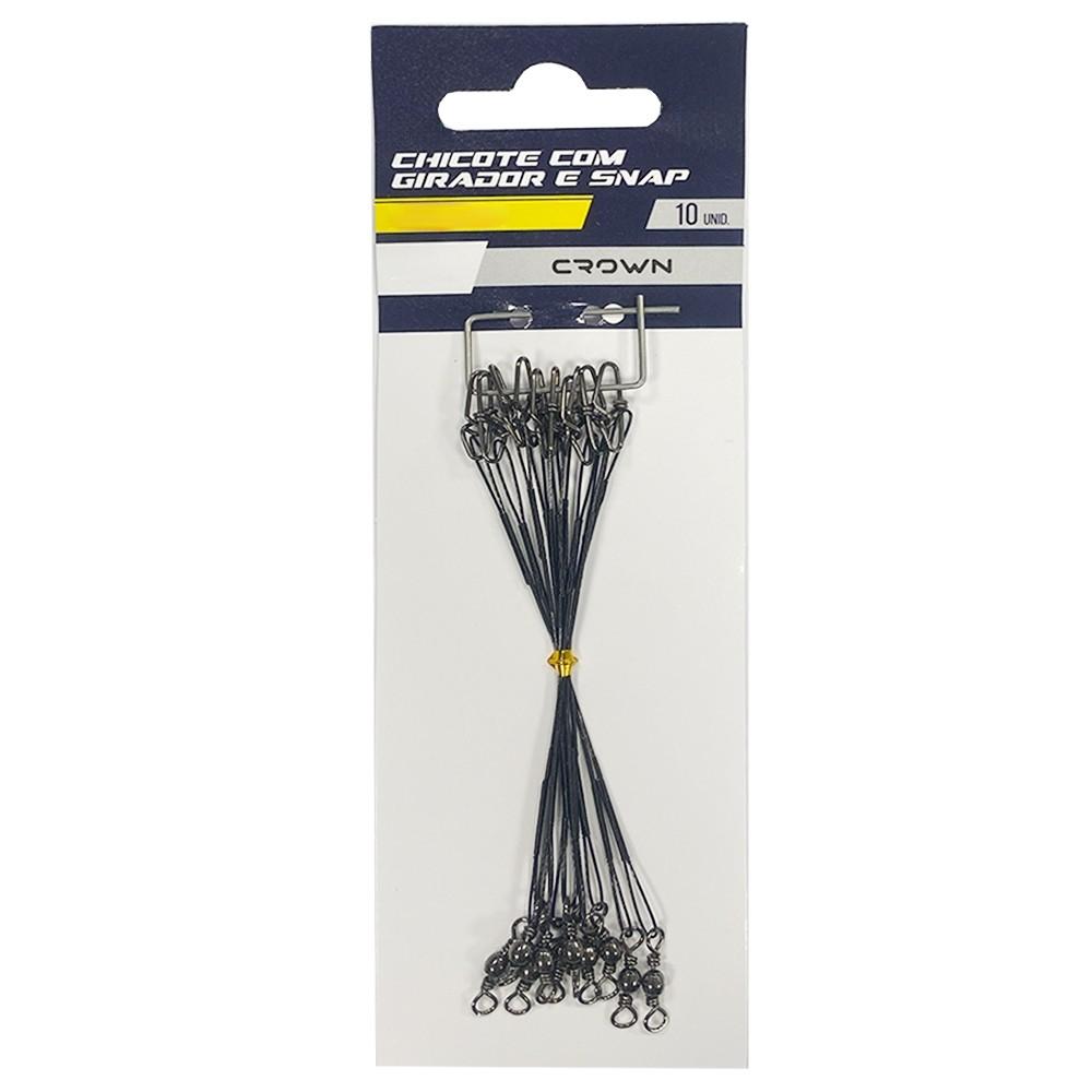 Chicote Crown Steel Leader Black Nickel C/Girador E Snap - Crown
