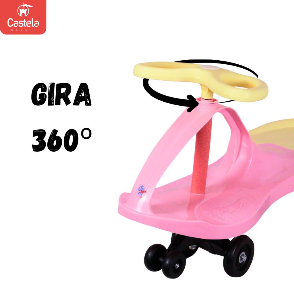 Carrinho Rolimã Infantil Zig Car Rosa C/Volante 360 Castela