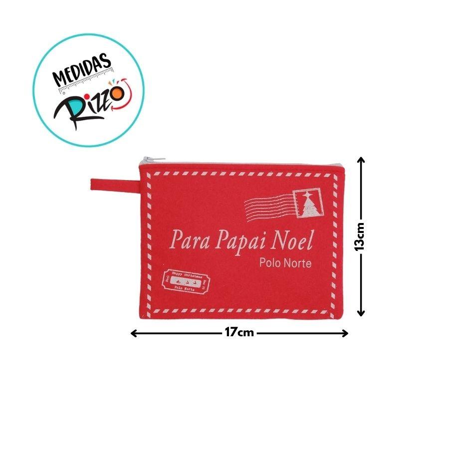 Bolsinha Em Feltro De Natal - Carta Para Papai Noel - Vermelho E Branco- 17x13cm - 1 Unidade - Cromus - Rizzo