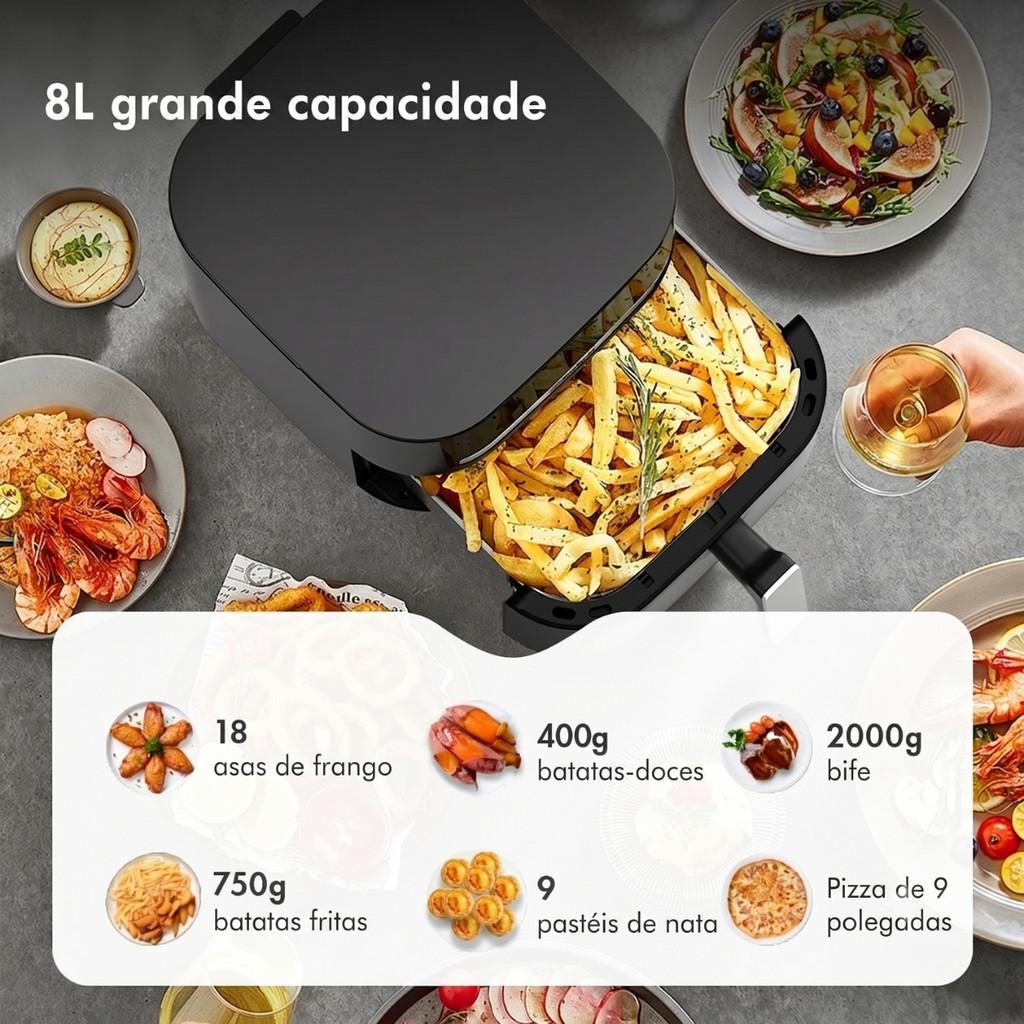 Fritadeira Elétrica Lyne Painel Touchscreen Sem Óleo Air Fryer 6.5L Gaabor 127v/220v Preto