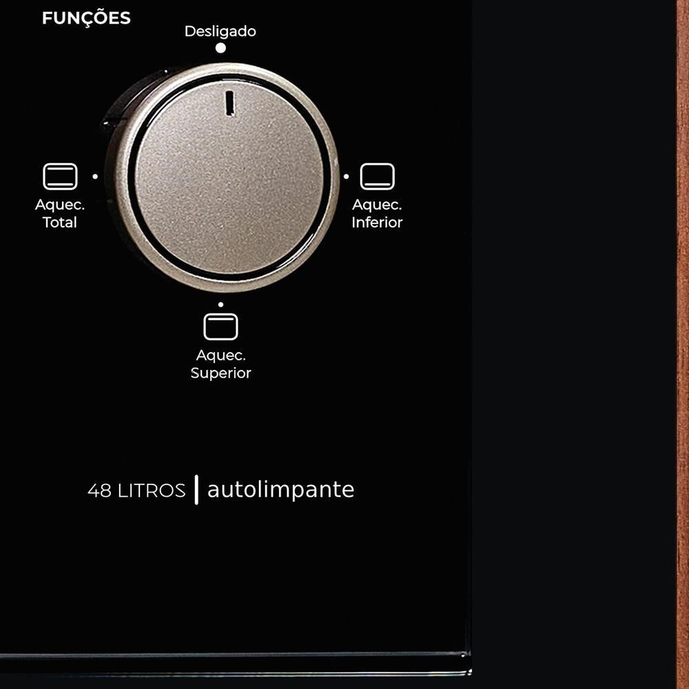 Forno Fischer Fit Line 48L Preto De Embutir Com Grill E Timer