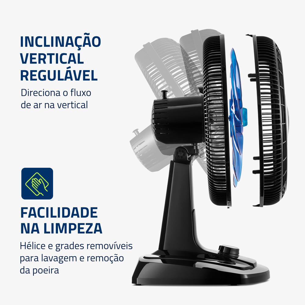 Ventilador De Mesa Mondial 40cm Super Turbo 8 Pás Vtx-40-crystal Preto/azul