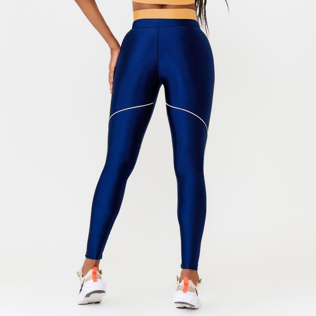 Legging Prestige Marinho Cyber Platinado Com Estampa Emborrachada