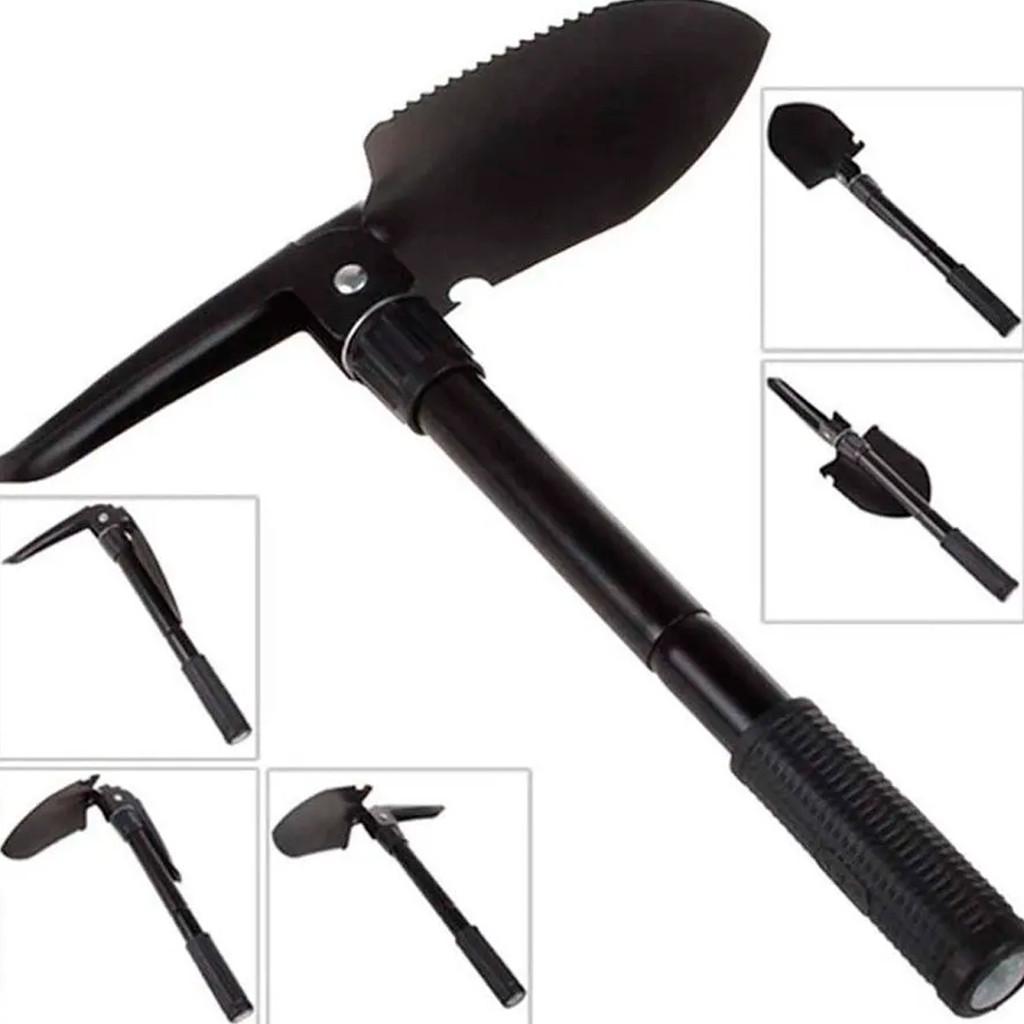 Pá Portátil Compacta Dobrável 40cm Camping Jardinagem Pesca Sobrevivência Militar Metal Resistente