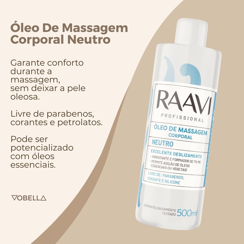 Óleo Massagem Corporal Neutro Hidratante Vegano Raavi 500ml