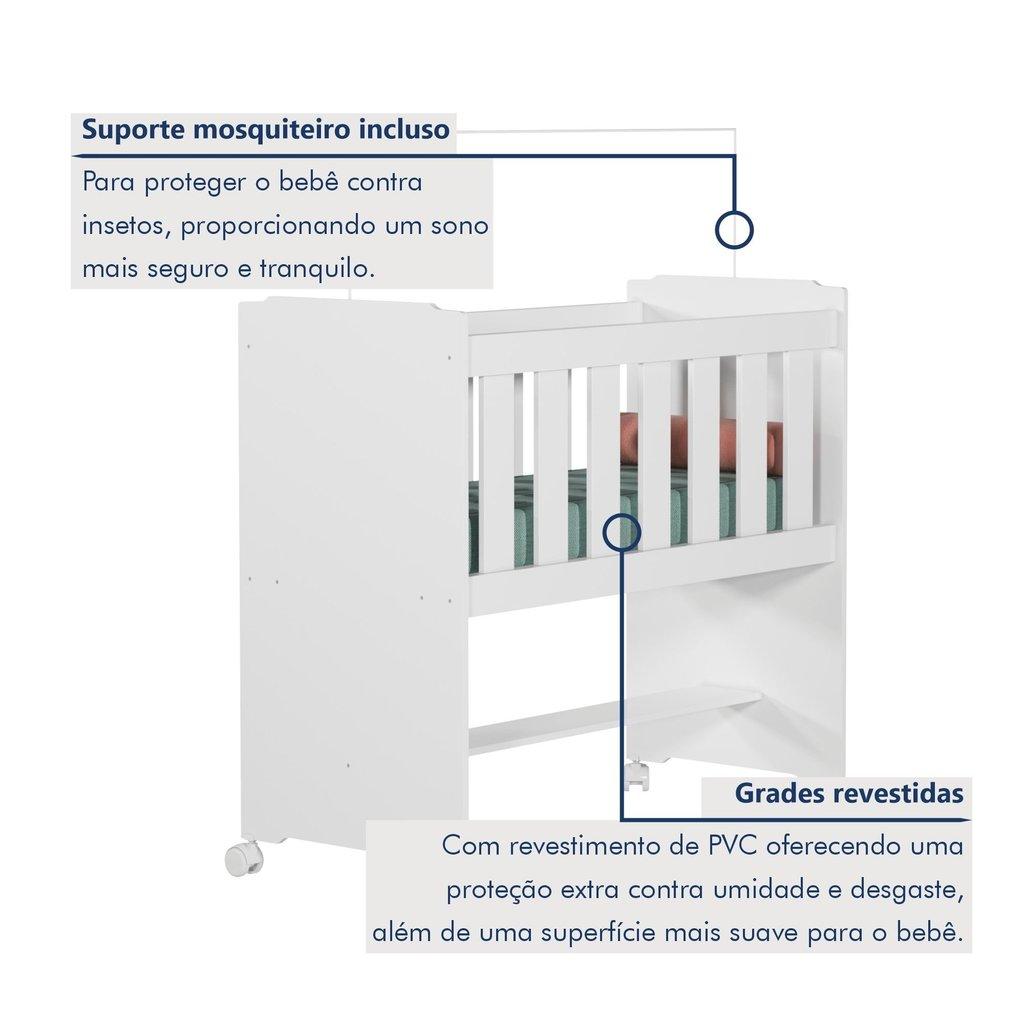 Mini Berço 100 Mdf Com Rodízios Yescasa Branco